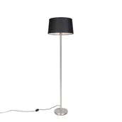 Lampy stojące - QAZQA Nowoczesna lampa stojąca ze stali z czarnym kloszem 45 cm - Simplo - miniaturka - grafika 1
