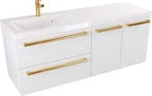 Szafki łazienkowe - Szafka z Umywalką ATHOS 120 cm 2SZ D L MAT - Uchwyt Złoty - miniaturka - grafika 1