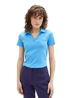 Koszulki i topy damskie - TOM TAILOR Damska koszulka polo z napisem, 21184 - Soft Cloud Blue, 3XL - miniaturka - grafika 1