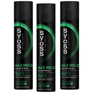 Kosmetyki do stylizacji włosów - Bardzo mocny spray do włosów Max Hold Syoss 3x300 ml - miniaturka - grafika 1