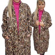 Płaszcze damskie - Płaszcz Damski Panterka wiosenny przejściowy luźny trencz beż 50 52 5xl 6xl - miniaturka - grafika 1