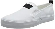 Sneakersy męskie - Calvin Klein Jeans Męskie sneakersy skater Vulc slipon odznaka, białe/czarne, 8 UK, Biały, czarny, 40.5 EU - miniaturka - grafika 1