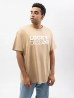 Koszulki męskie - T-SHIRT MĘSKI OVERSIZE NADRUK koszulka męska 100% bawełna BRĄZOWA L - miniaturka - grafika 1