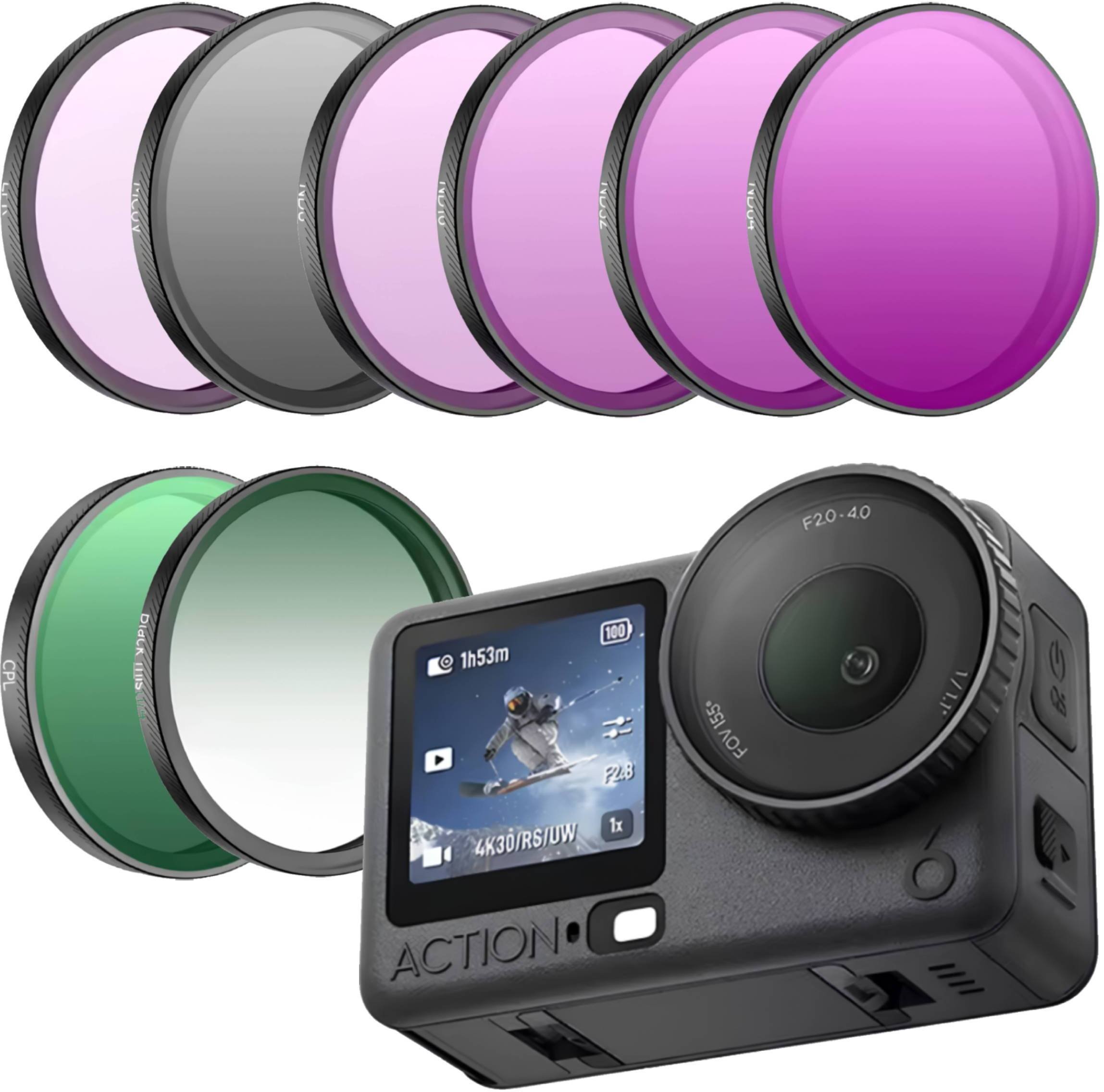 Filtr SunnyLife ZESTAW 8 FILTRÓW DO DJI OSMO ACTION 6 - CPL / MCUV / LPR / ND8/16/32/64 / BLACK MIST 1/4