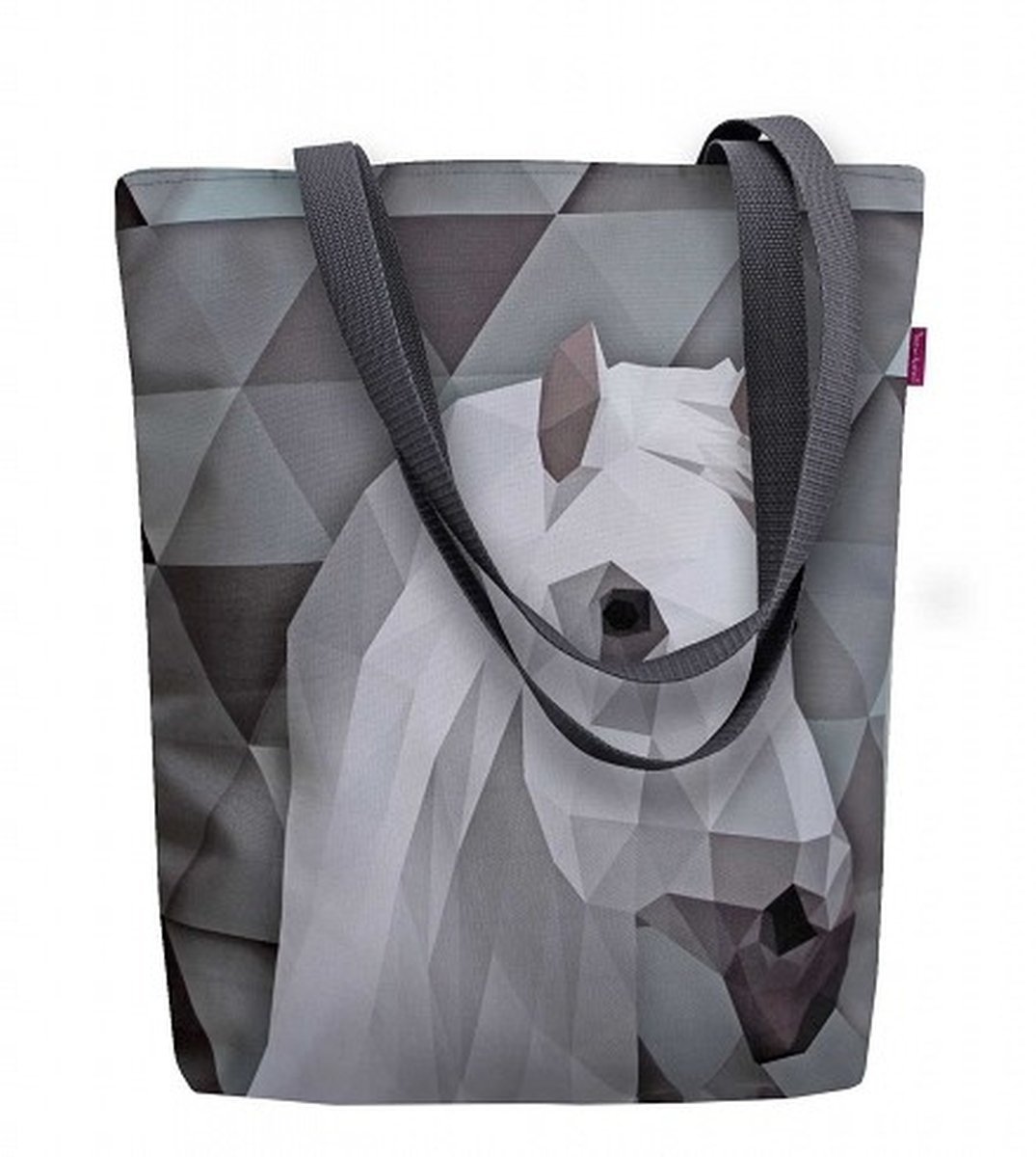 Torebka płócienna Sunny, nadruk Koń Alabaster – shopperka damska, wodoodporna, zamek, mieści A4, udźwig do 10 kg, polska produkcja, ARCO Design