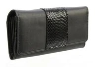 Portfele - Portfel Damski PolskaGalanteria Z Lakierowaną Wstawką Długi Max Z Suwakiem Skóra Naturalna CZARNY WZÓR III KP D13-WST - miniaturka - grafika 1