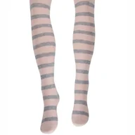 Rajstopy - Rajstopy Dziecięce Bawełniane Rajtuzy Elastyczne w Paski WOLA Różowe Różowy 56-62 - miniaturka - grafika 1