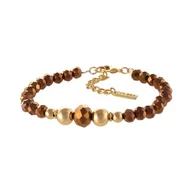 Bransoletki - Bransoletka z koralików w odcieniu czekoladowym i złotych kuleczek (B25/KOR/84/4AU) - miniaturka - grafika 1
