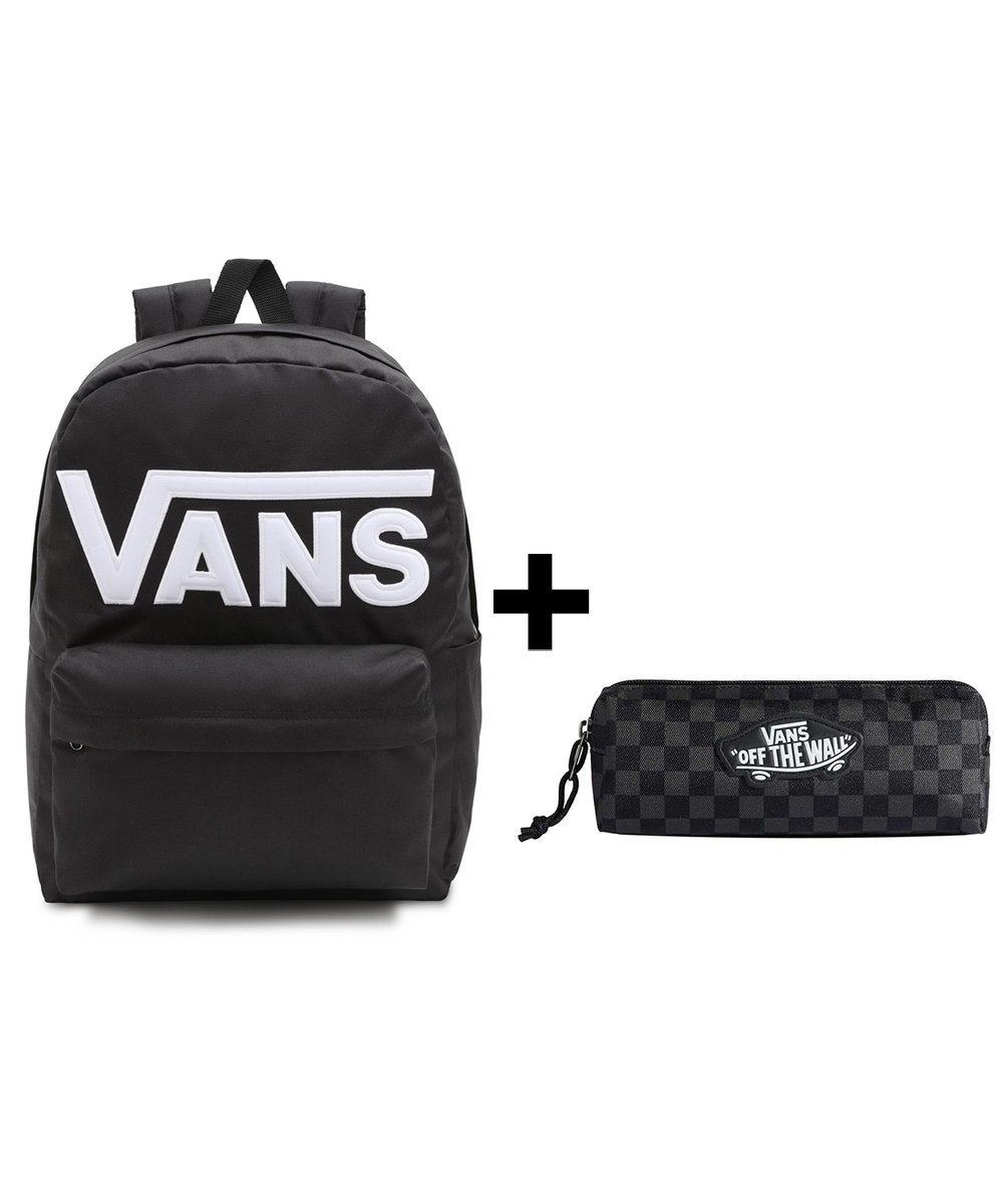 Zestaw Vans - Plecak OLD SKOOL DROP V VN000H4ZBLK Black + Piórnik OLD SKOOL PENCIL POUCH VN000H58BA5 Black/Charcoal ONE SIZE