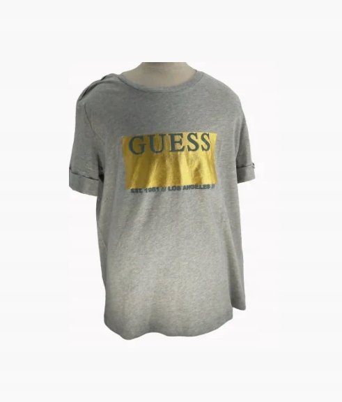 GUESS T-SHIRT DAMSKI BŁYSZCZĄCY SZARY XS 0A7F4_B* XS 0_7