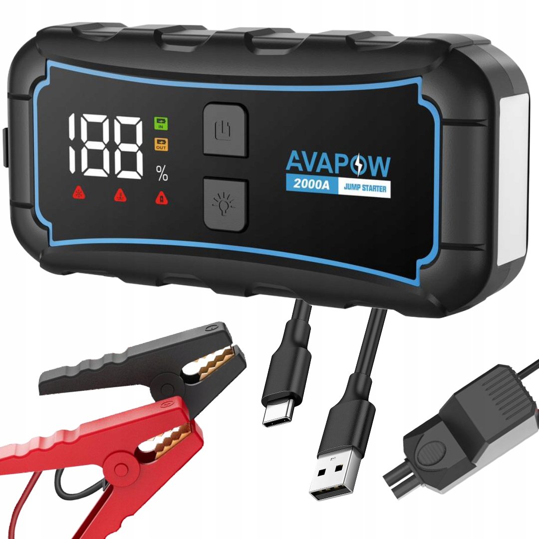 Booster Rozruch Jump Starter Powerbank Latarka 2000A 12000mAh E5 Pro Mocny