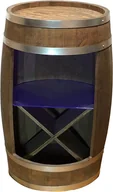 Kredensy - Drewniana beczka barek z póką szklaną, stojakiem na wino oraz oświetleniem LED RGB - miniaturka - grafika 1