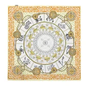 Apaszki i szaliki męskie - Damska apaszka z jedwabiu w geometryczny wzór żółta - miniaturka - grafika 1