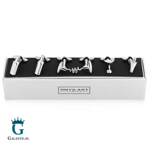 Onyx-Art Zestaw spinek do mankietów na prezent dla barmana i klubowicza CKS016/316 - Spinki do mankietów i krawatów - miniaturka - grafika 1