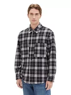 Kurtki męskie - TOM TAILOR Denim Męska kurtka 1041090, 32685, czarna biała klasyczna kurtka, S, 32685 - Black White Classic Check, S - miniaturka - grafika 1