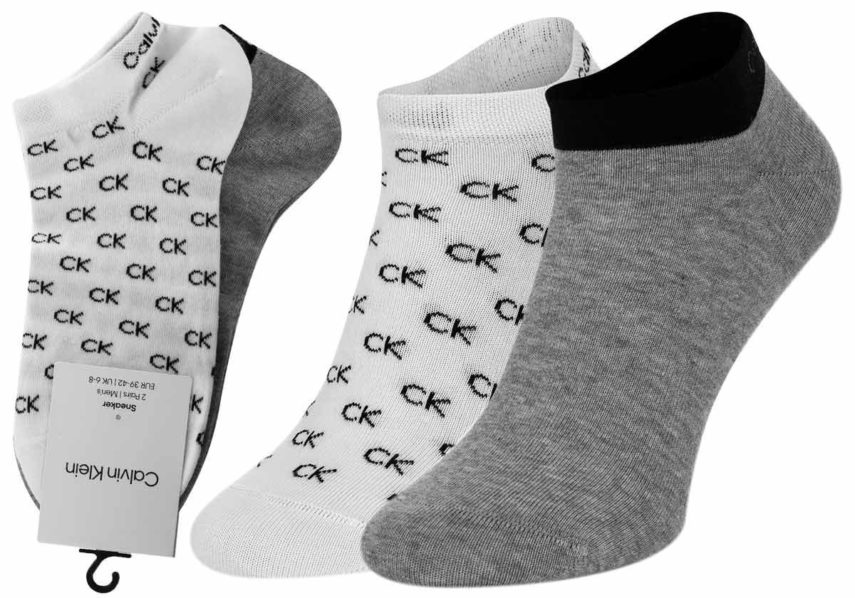 Calvin Klein Skarpetki Stopki Męskie 2 Pary White/Grey 701218715 004 39-42