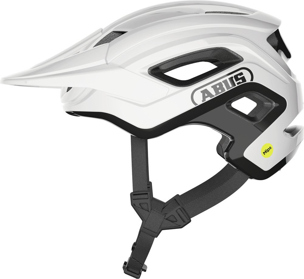 Kask ABUS MTB CliffHanger MIPS - kask rowerowy na wymagające trasy - z ochroną przed uderzeniami MIPS i dużymi otworami wentylacyjnymi - dla kobiet i mężczyzn - biały błyszczący, rozmiar M