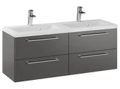 Szafki łazienkowe - Szafka Wisząca Z Umywalką RON 120 cm DUO - Titan Mat - Uchwyty Chromowane - miniaturka - grafika 1