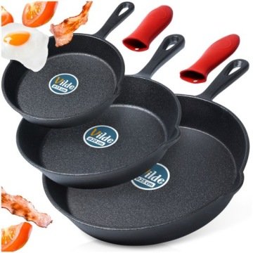 3x Patelnia Żeliwna na gaz indukcję grill ognisko do piekarnika 15 20 25 cm