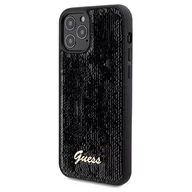Etui i futerały do telefonów - Guess GUHCP12MPSFDGSK iPhone 12/12 Pro 6.1" czarny/black hardcase Sequin Script Metal - miniaturka - grafika 1