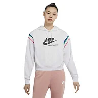 Bluzy damskie - Nike Damska bluza sportowa Heritage Po Hoodie biały Birch Heather/Black M - miniaturka - grafika 1