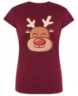 Koszulki i topy damskie - Świąteczny T-Shirt damski kolorowy Rudolf Renifer Prezent XXL - miniaturka - grafika 1