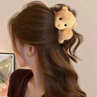 Ozdoby do włosów - TEMU 1 szt. Urocza Pluszowa Spinka do Włosów w Kształcie Niedźwiadka Rekina - Kokardka, Miękka Spinka do Warkoczy, Koków, na Święta, Wesele, Zimowa - miniaturka - grafika 1