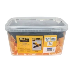 Zestaw do poziomowania płytek w wiaderku: Klipsy fuga 3 mm płytki 3-16 mm 300 sztuk + kliny 100 sztuk Hardy - Narzędzia glazurnicze - miniaturka - grafika 1