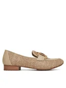 Półbuty damskie - Mustang Loafersy 1489-402 Beżowy - miniaturka - grafika 1