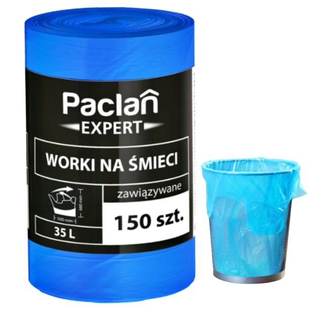 Worki na śmieci 35L 150szt PACLAN EXPERT zawiązywane mocne Nie Pękające