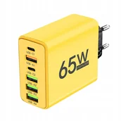 Ładowarki do telefonów - Ładowarka sieciowa 65W USB + USB-C PD QC 3.0 Szybkie Ładowanie 6 Portów - miniaturka - grafika 1