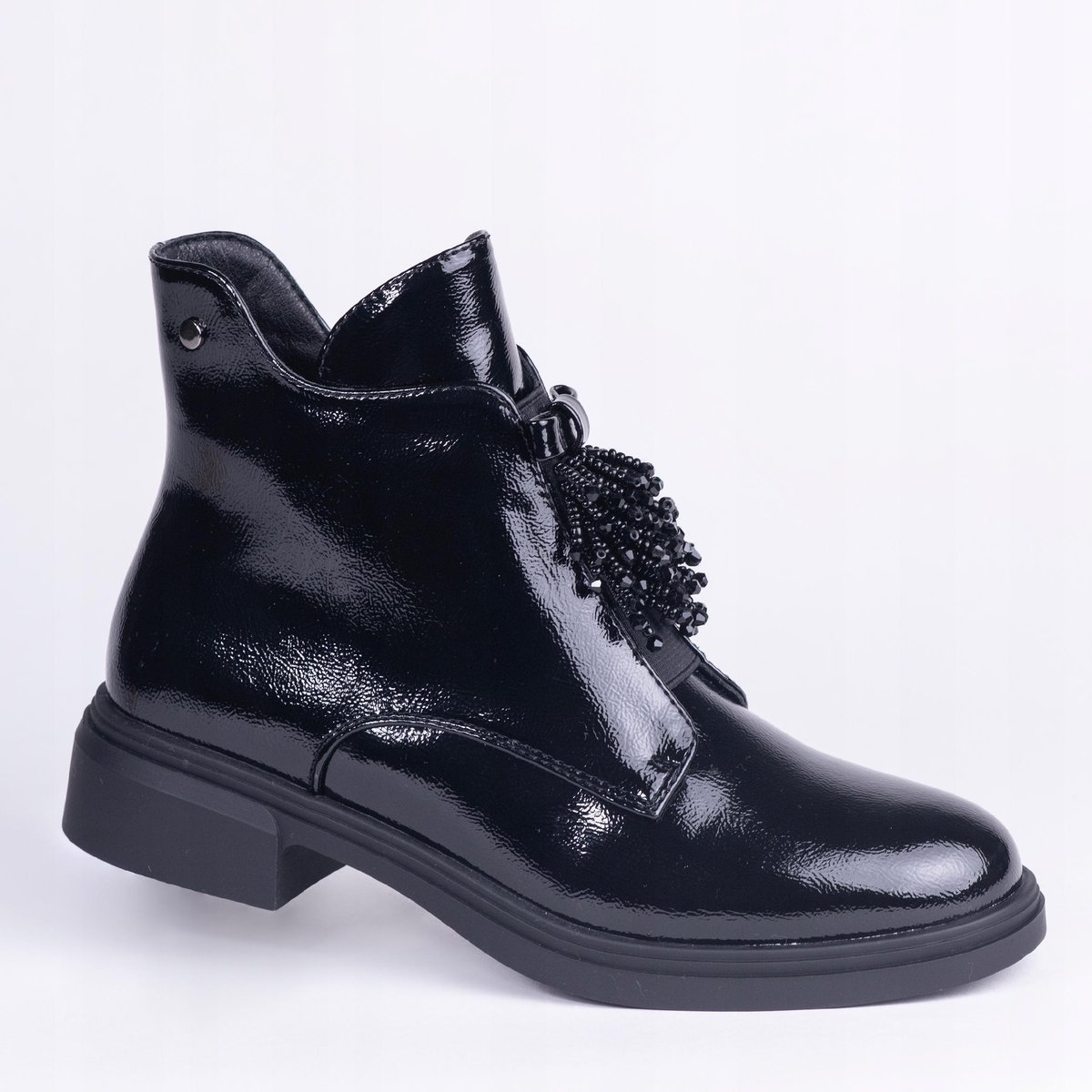 Półbuty botki oficerki GOODIN HX-7221A lakier skóra eko aplikacja czarne 40