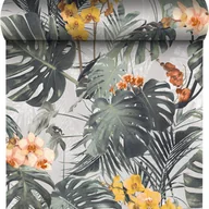 Tapety - Tapeta w liście Paradiso zielono-pomarańczowa winylowa na flizelinie - miniaturka - grafika 1