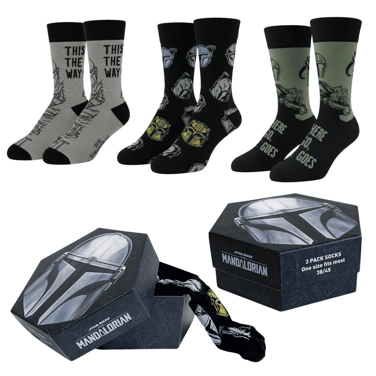 Skarpety The Mandalorian Star Wars 3-pak w pudełku prezentowym 38-45