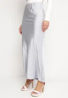 Spódnice - Niebieska Satynowa Spódnica Maxi Shapas - miniaturka - grafika 1