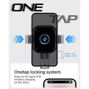 Spigen Uniwersalny Uchwyt Samochodowy z Ładowaniem Bezprzewodowym do Kratki Nawiweu UTS12 Onetap czarny - Uchwyty samochodowe do telefonów - miniaturka - grafika 11
