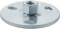 Akcesoria hydrauliczne - Płytka montażowa z mufą gwintowaną M10, gwint wewnętrzny, okrągła o średnicy 7cm, 3 otwory, stalowa ocynkowana (kanalizacja HDPE) - miniaturka - grafika 1