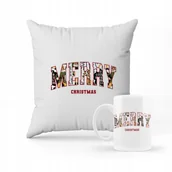 Gadżety dla niej i dla niego - ZESTAW PODUSZKA + KUBEK Merry Christmas + IMIĘ - miniaturka - grafika 1