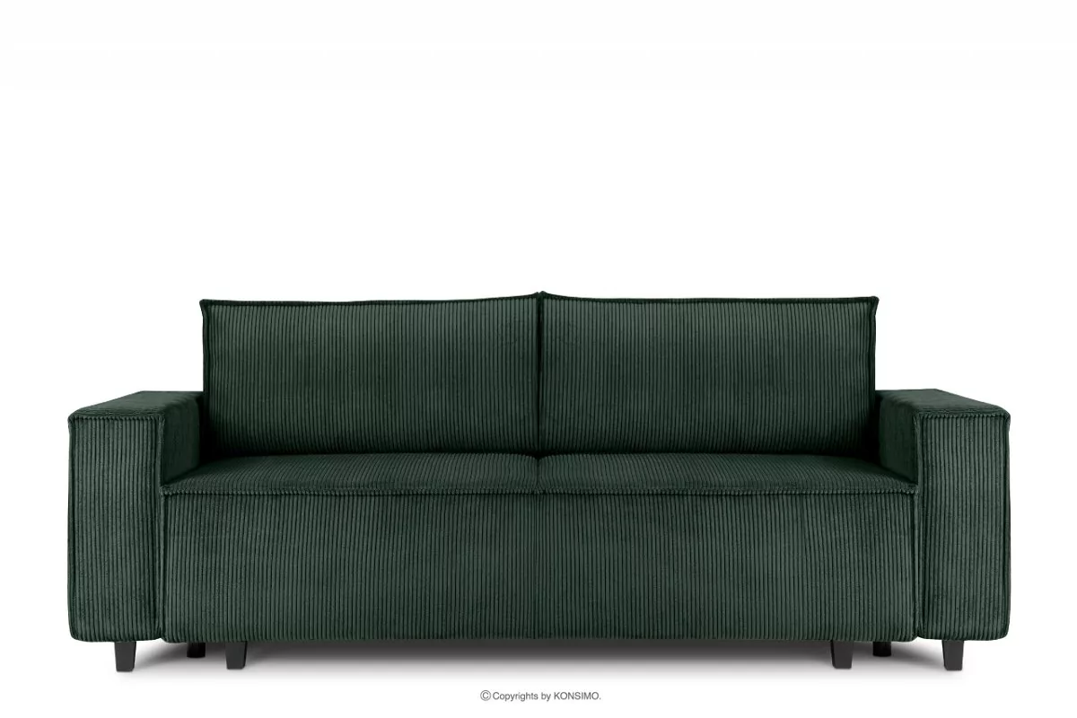 Sofa rozkładana 3 osobowa z pojemnikiem na pościel ciemnozielona NAPI