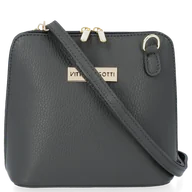 Torebki damskie - Mała Torebka Skórzana Elegancka Listonoszka firmy Vittoria Gotti Szara - miniaturka - grafika 1