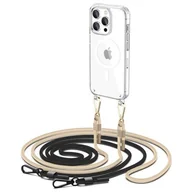 Etui i futerały do telefonów - Etui Flexair Chain Magsafe do Apple iPhone 15 Pro Black & Beige - miniaturka - grafika 1