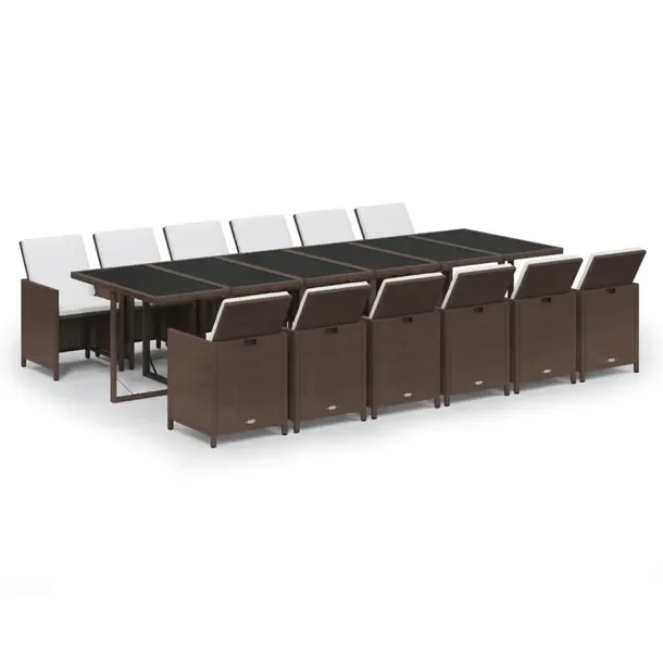 Zestaw ogrodowy polirattan 12 krzeseł, stół 331x107x74 cm