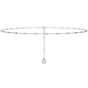 Srebrny łańcuszek choker ankier z kulkami, srebro 925 : Długość (cm) - 35 + 5, Srebro - kolor pokrycia - Pokrycie platyną,35 + 5 - Łańcuszki - miniaturka - grafika 1