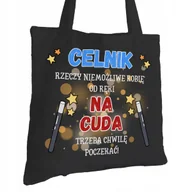 Torby i wózki na zakupy - Torba Bawełniana dla Celnika Czarna Na Prezent ekologiczna Trwały Nadruk - miniaturka - grafika 1