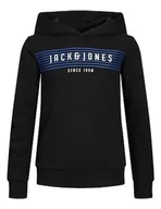 Bluzy dla chłopców - JACK&JONES JUNIOR Chłopięca bluza z kapturem Jcoplanet Sweat Hood FST Jnr, czarny, 176 - miniaturka - grafika 1