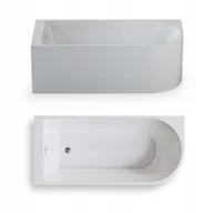 Wanny - CORCIANO Wanna wolnostojąca przyścienna NAROŻNA PULA LEWA 160 x 75 cm biała system przelewowy AKCESORIA ZŁOTE - miniaturka - grafika 1