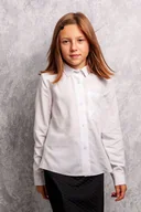 Bluzki dla dziewczynek - Biała koszula z długim rękawem dla dziewczyny Amanda - miniaturka - grafika 1