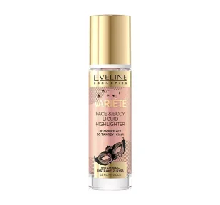 Eveline Cosmetics Variété Liquid Highlighter Płynny rozświetlacz do twarzy i ciała, 01 Champagne Gold 02, ROSE GOLD 30.0 ml - Rozświetlacze do twarzy i ciała - miniaturka - grafika 1