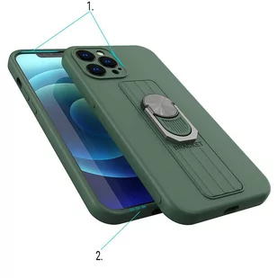 Ring Case silikonowe etui z uchwytem na palec i podstawką do iPhone 12 różowy - Etui i futerały do telefonów - miniaturka - grafika 3
