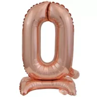 Balony i akcesoria - Amscan Balon foliowy mini cyfra 0 na stojaku różowe złoto - miniaturka - grafika 1